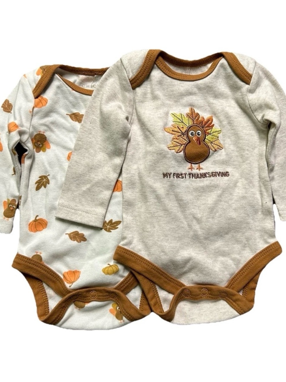 Baby My First Thanksgiving Bodysuits Turkey Pumpkins Size 0-3 Months